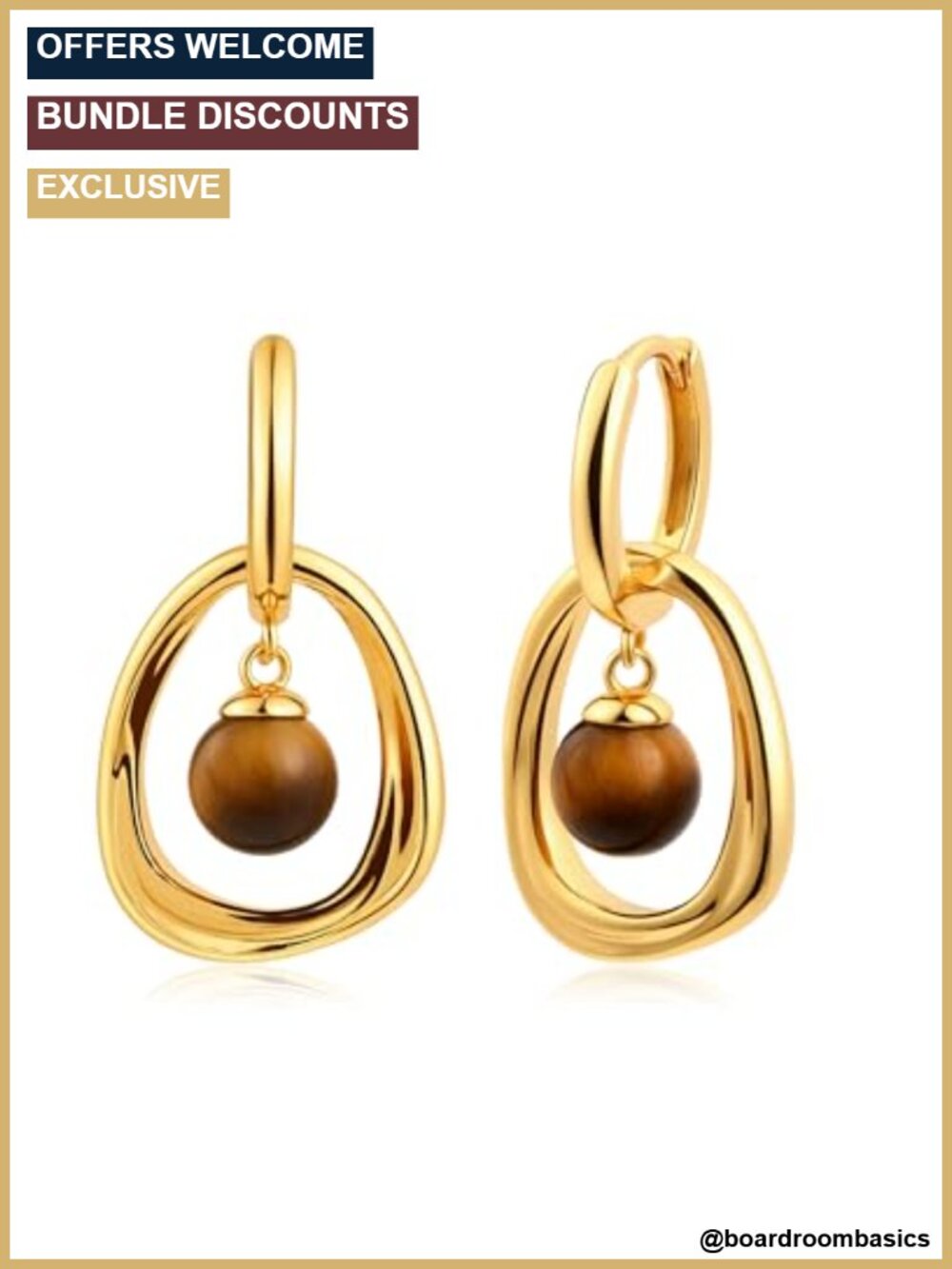 14k Gold Plated Tiger Eye Dangle Drop Leverback Earrings Women